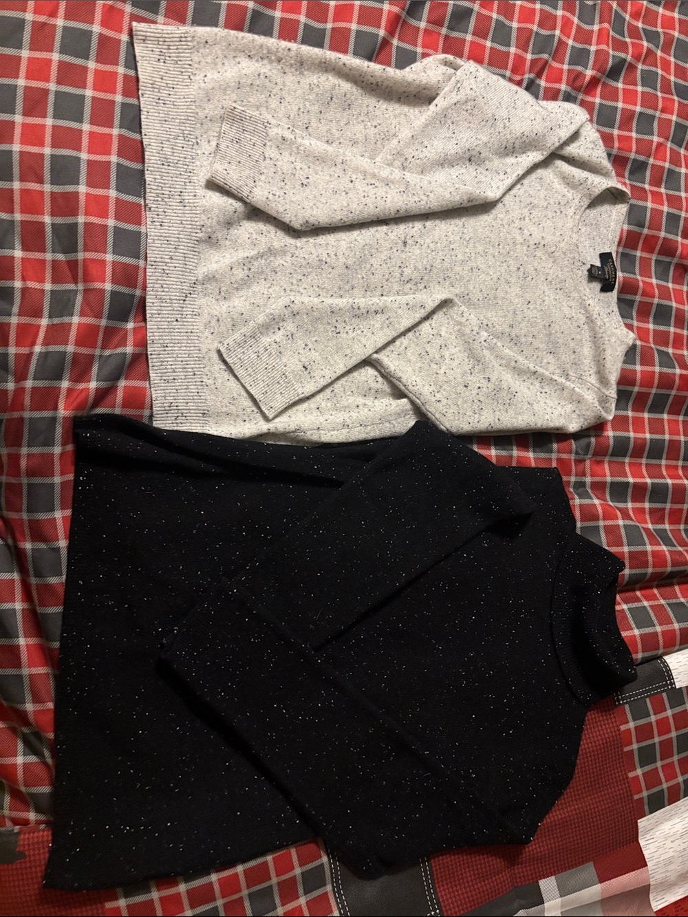 Charter Club 100% Cashmere Speckled Cream Sweater and Black Turtleneck Sweater